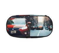 ENRPTY Sac de rangement cosmétique portable avec compartiments à fermeture éclair Motif voiture et vélo Rouge