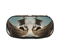 ENRPTY Sac de rangement portable avec compartiments à fermeture éclair Motif bateau viking