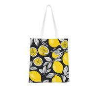 ENRPTY Sac fourre-tout réutilisable en toile avec imprimé de fruits citrons pour un usage quotidien, shopping, voyage