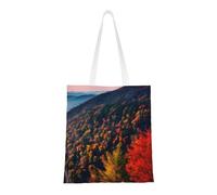 ENRPTY Smokey Mountain Sac fourre-tout en toile avec imprimé falaise réutilisable pour usage quotidien, shopping, voyage, noir, taille unique