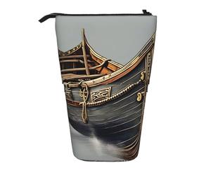 ENRPTY Trousse à crayons télescopique avec imprimé vieux bateaux vikings, grande capacité, trousse de maquillage pour fournitures de bureau