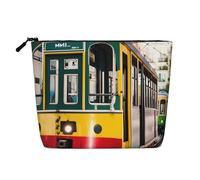 ENRPTY Trousse de maquillage pour femme avec fermeture éclair, grande capacité, motif tramway de Lisbonne