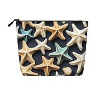 ENRPTY Trousse de maquillage pour femme avec imprimé coquillages et étoiles de mer - Pochette de rangement de voyage de grande capacité