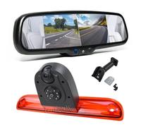 EnruigeOK Caméra de recul Double lentille avec écran de 17,4 cm et 2 rétroviseurs divisés pour Peugeot Boxer, Citroën Relay, Fiat Ducato Van (2006-aujourd'Hui) (kit de Support #1)