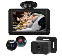 EnruigeOK Caméra de voiture pour bébé avec vision nocturne naturelle ultra claire, zoom 3x, alimentation USB, moniteur de voiture Full HD 1080p IPS de 12,7 cm, caméra de siège arrière pour enfants et