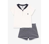 Ens bébé 2 pièces Petit Bateau tee-shirt col vareuse marine 6M(67CM)