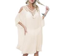 ENSDIEPLS Blouse de plage portefeuille, Couverture de bikini for femmes, multicolore, plage, vacances d'été(Beige)
