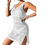 ENSDIEPLS Blouse de plage portefeuille, Robe de couverture for bikini en tricot uni, ajourée, multicolore, plusieurs tailles(White,M)
