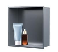 ENSDIEPLS Niche de Rangement pour Salle de Bains, Niche de Douche à encastrer prête for carrelage en Acier Inoxydable 304 avec étagère Unique Multicolore 32x32cm(Grey)