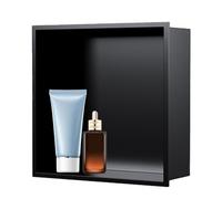 ENSDIEPLS Niche de Rangement pour Salle de Bains, Niche de Douche à encastrer prête for carrelage en Acier Inoxydable 304 avec étagère Unique Multicolore 32x32cm(Black)