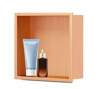 ENSDIEPLS Niche de Rangement pour Salle de Bains, Niche de Douche à encastrer prête for carrelage en Acier Inoxydable 304 avec étagère Unique Multicolore 32x32cm(Rose Gold)