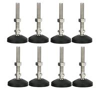 ENSDIEPLS Pieds réglables pour Meubles, M16 5,9 Pouces Pieds de nivellement pivotants 304 Base en Nylon en Acier Inoxydable Argent Noir 8 pièces(8pcs)