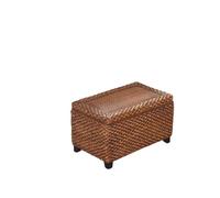 ENSDIEPLS Pouf de Rangement, Banc de Rangement en jonc de mer en rotin café 50x30x(30-40) cm(Coffee Small,50x30x30cm(20x12x12inch))