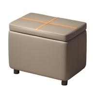 ENSDIEPLS Pouf de Rangement, Repose-Pieds Multicolore de Stockage de Tissu de Technologie avec des Tailles Multiples de Jambes en Bois(Grey,40 * 26 * 35CM)