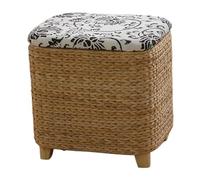 ENSDIEPLS Pouf de Rangement, Tailles Multiples tissées à la Main de Style Japonais de Banc en Bois de Stockage d'herbier Marin(B Small)