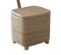 ENSDIEPLS Pouf de Rangement, Tailles Multiples tissées à la Main de Style Japonais de Banc en Bois de Stockage d'herbier Marin(A Large)