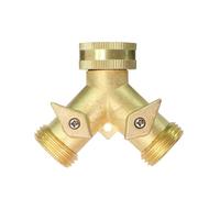 ENSDIEPLS Répartiteur pour Robinet d'eau, Raccord en Y à 2 Voies en Laiton NPT/BSP 3/4 Pouce, Couleur Or(Gold C)