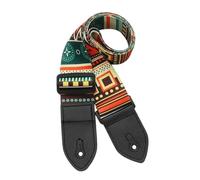 ENSDIEPLS Sangle de guitare, Sangle de guitare tissée réglable multicolore, 2 pièces, avec extrémités en cuir PU for guitares et basses(Color 1)