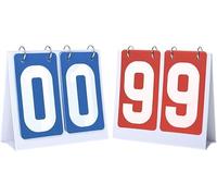 ENSDIEPLS Tableau d'affichage Portable à Bascule, Tableau de Score Sportif à Rabat 00-99, 2 pièces, Multicolore(Blue+Red Card)