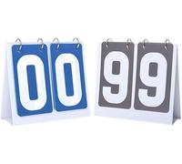 ENSDIEPLS Tableau d'affichage Portable à Bascule, Tableau de Score Sportif à Rabat 00-99, 2 pièces, Multicolore(Blue+Grey Card)