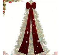enseak Gros Noeud Bordeaux Sapin,Nœud pour cime d'arbre de Noël,Nœud décoratif Extra Large pour Sommet de Sapin de Noël,nœuds en Velours Rouge de Noel,pour Mariage, fête d'anniversaire-40 * 80cm