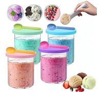 enseak Lot de 4 récipients à crème glacée pour Ninja creamie Deluxe nc501 nc500 Series, pour Accessoires Ninja Machine à Glace,passent au Lave-Vaisselle, couvercles colorés