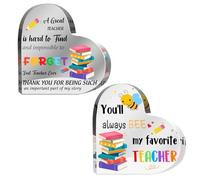 Enseignant Board - Décor de de bureau en acrylique 2 pièces, appréciation de Thanksgiving en forme de cœur, signe de table motivant | Présent réfléchi pour les éducateurs et les collègues