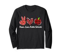 Enseignant d'école publique Peace Love Soutien à l'éducation publique Manche Longue