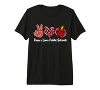 Enseignant d'école publique Peace Love Soutien à l'éducation publique T-Shirt Haut de Gamme