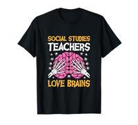 Enseignant en études sociales Amour Cerveaux Amusants Halloween School T-Shirt
