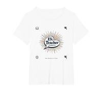 Enseignant ESL : Changer des Vies Un Mot à la Fois T-Shirt, Femme Grandes Tailles, Blanc, 1X