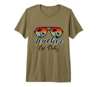 Enseignant Hors Service Dernier Jour d'école Vacances d'été T-Shirt Haut de Gamme