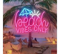 Enseigne au Néon à Intensité Variable Alimentée par USB LED Acrylique été Néon Art Lumière mer plage éclairer Décor,Enseigne au Néon Rose Décorative Personnalisée pour Hôtel de mer,Piscine,Fête