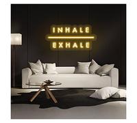 Enseigne au néon à LED personnalisée Enseigne au néon à LED Inhale Exhale Neon Light, Dimmable Neon Signs Lights for Yoga Studio, Gym, Home, Bar, Cafe, Restaurant, Office Wall Decor (Color : Yellow, S