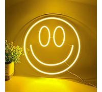 Enseigne au néon avec visage souriant pour décoration murale joyeuse enseigne lumineuse de 33 cm de diamètre LED avec emoji souriant pour chambre à coucher