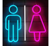 Enseigne Au Néon De Toilette, Néons De Toilettes avec Gradateur à 10 Niveaux, Veilleuses LED De Décoration Murale De Salle De Bain Alimentées par USB, Male Left, 54x48cm