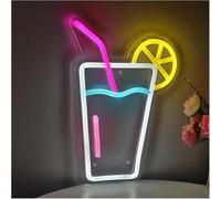 Enseigne au néon décorative à LED avec jus de citron, idéale pour une fête, galerie ou un magasin, applique murale 24,9 cm x 17,8