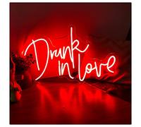 Enseigne au Néon Enseignes à LED Enseigne au néon LED Drunk in Love Neon Sign, décoration de chambre de fille, décoration murale d'art néon LED rouge pour la maison, bar, fête, Noël, mariage, cadeau