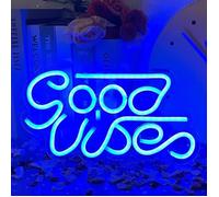 Enseigne au néon - Good vibes - Murale - USB Alimenté - Décoration Festive (bleu)