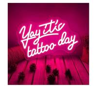 Enseigne au néon Hourra ! C'est la journée du tatouage Enseigne lumineuse néon pour salon de beauté/salle cils décoration murale illuminée
