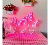 Enseigne au néon LED Crazy in Love Enseigne au néon Décoration murale d'art visuel pour la maison, le bureau, la salle de jeux, le bar, le restaurant, le magasin, Enseigne au néon LED pour Noël, maria