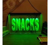 Enseigne au néon LED pour Magasin de Restauration Rapide, Snack-Bar, néons à Gradation de 7 Couleurs, décor Lumineux Suspendu, Alimentation USB avec variateur de télécommande,Snacks,30x20cm