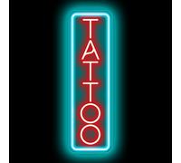 Enseigne Au Néon LED Pour Magasin De Tatouage Enseigne Au Néon De Nuit Décoration Murale Bleu Glace Et Rouge Néon D'affaires Personnalisé (5,91 x 16,54 Pouces)