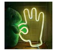 Enseigne au néon Lettres colorées Intérieur Luminaires Néon Arc-en-ciel OK Geste Mur Signe Chambre Décor Suspendu(Jaune)