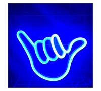 Enseigne au néon Lettres colorées Intérieur Luminaires Néon Arc-en-ciel OK Geste Mur Signe Chambre Décor Suspendu(Bleu)