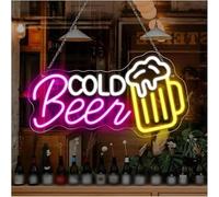 Enseigne au néon Pour lampe au néon, emprunt mot Cold Beer pour enseigne Bar Open Sign pour mur