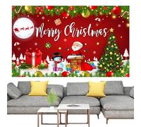 Enseigne de porche de porte de joyeux Noël, grande bannière de Noël, bannière photo rouge du Père Noël 70,87x43,31 pouces fond de Noël - Décoration de Noël pour photos d'hiver avec