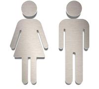Enseigne de WC en acier inox - autoadhésif et facile à nettoyer - Signe de toilette design - ST.06.E