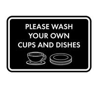 Enseigne encadrée avec inscription « Please Wash Your Own Cups and Dishes » Noir Taille S
