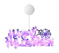 Enseigne Happy Halloween - Décorations murales pour porte de fenêtre avec lumière LED | Écran décoratif lumineux pour intérieur et extérieur, maisons hantées, fête d'Halloween, porte devant